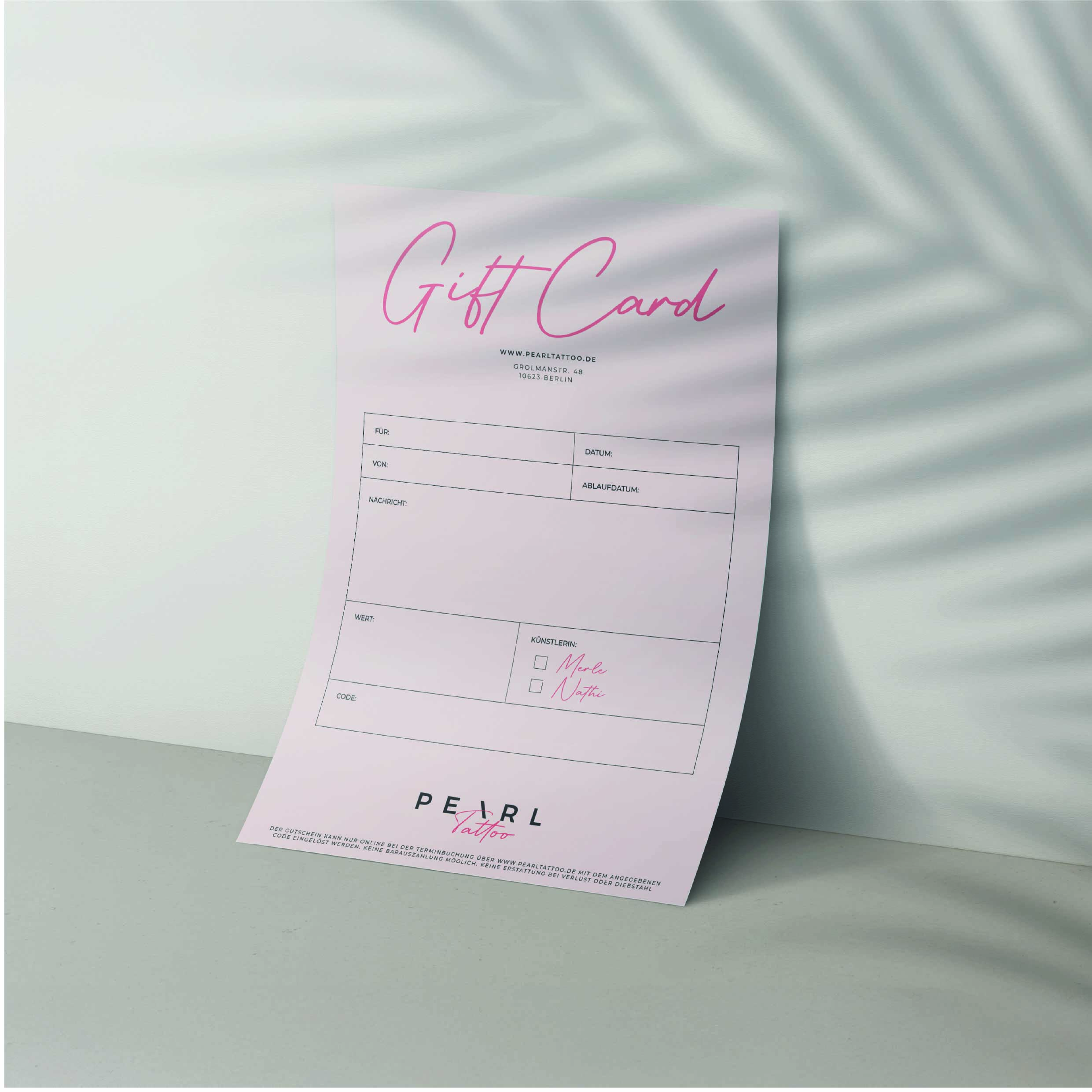 A4 Gift Cards Mockup PINK